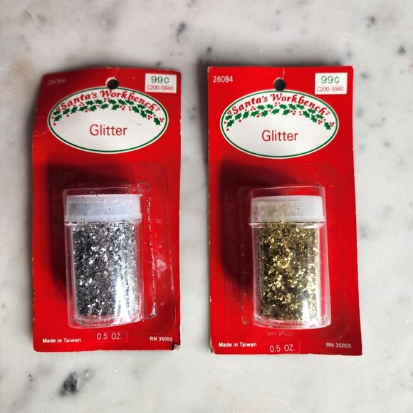 Santa's Workbench Glitter Set - 0.5 Oz each - Silver & Gold Loose Craft Glitter - Picture 1 of 8